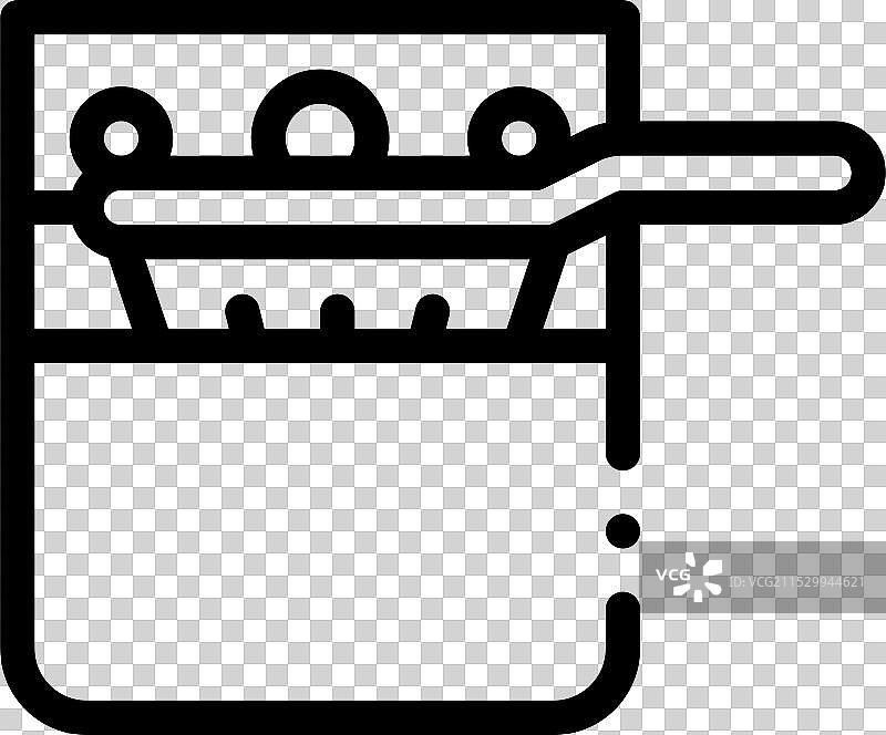 深炸锅图标，细线条风格设计，独立展示图片素材