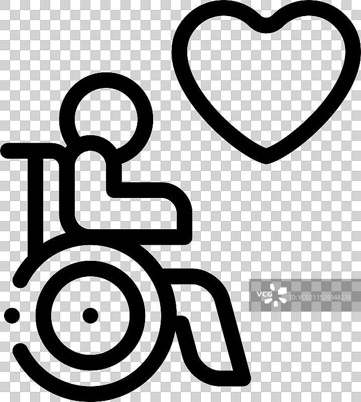 残疾人士图标，细线条风格设计图片素材