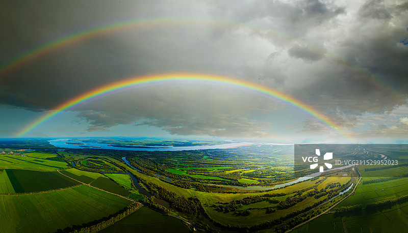 航拍绥滨中兴黑龙江湿地风光图片素材