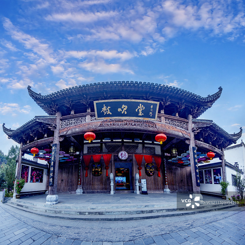 江西婺源县江湾古村落鼓吹堂大厅图片素材