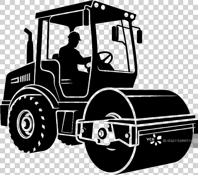 公路施工压路机轮廓图，孤立背景图片素材