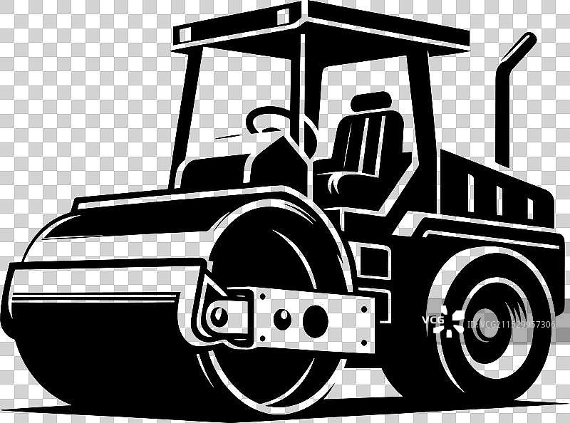 公路施工压路机轮廓图，孤立背景图片素材