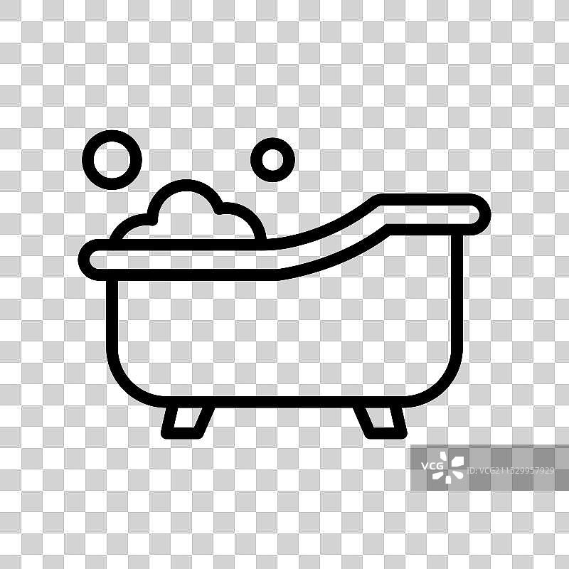 婴儿浴缸图标轮廓风格设计，独立展示图片素材