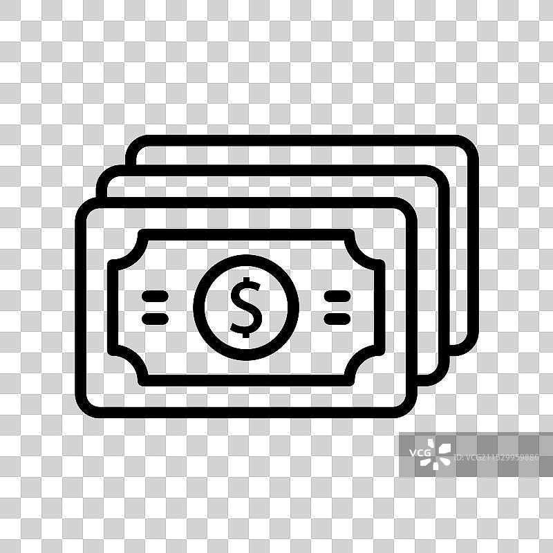 银行券图标轮廓风格设计，独立于背景图片素材