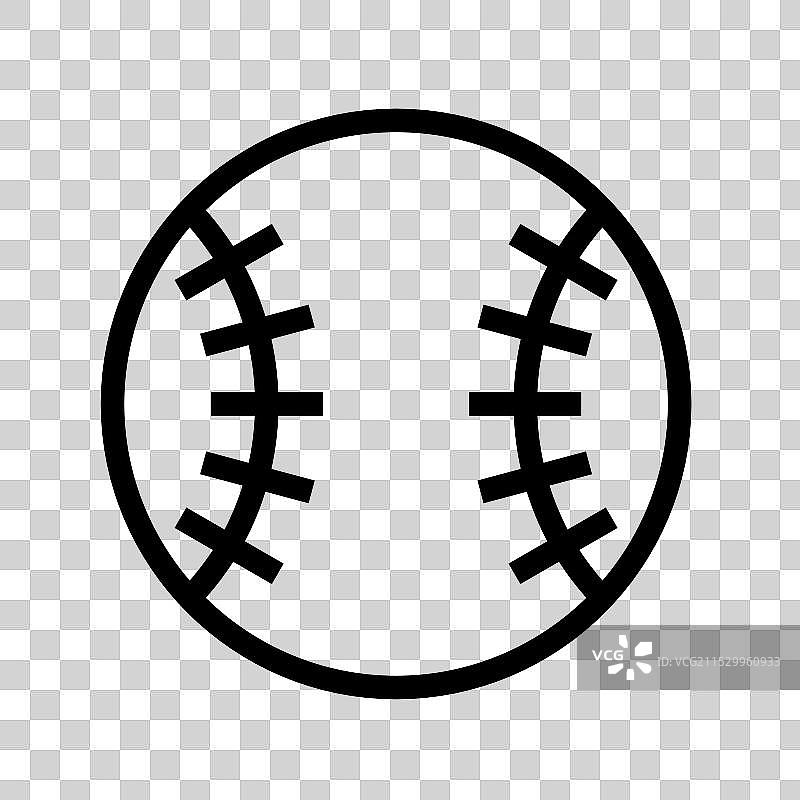 棒球图标轮廓风格设计，独立于背景图片素材