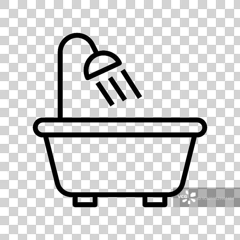 浴室图标轮廓风格设计，独立于其他元素图片素材