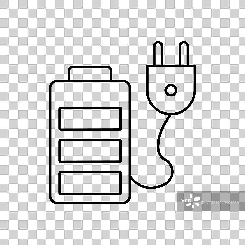 电池充电图标轮廓风格设计，独立展示图片素材