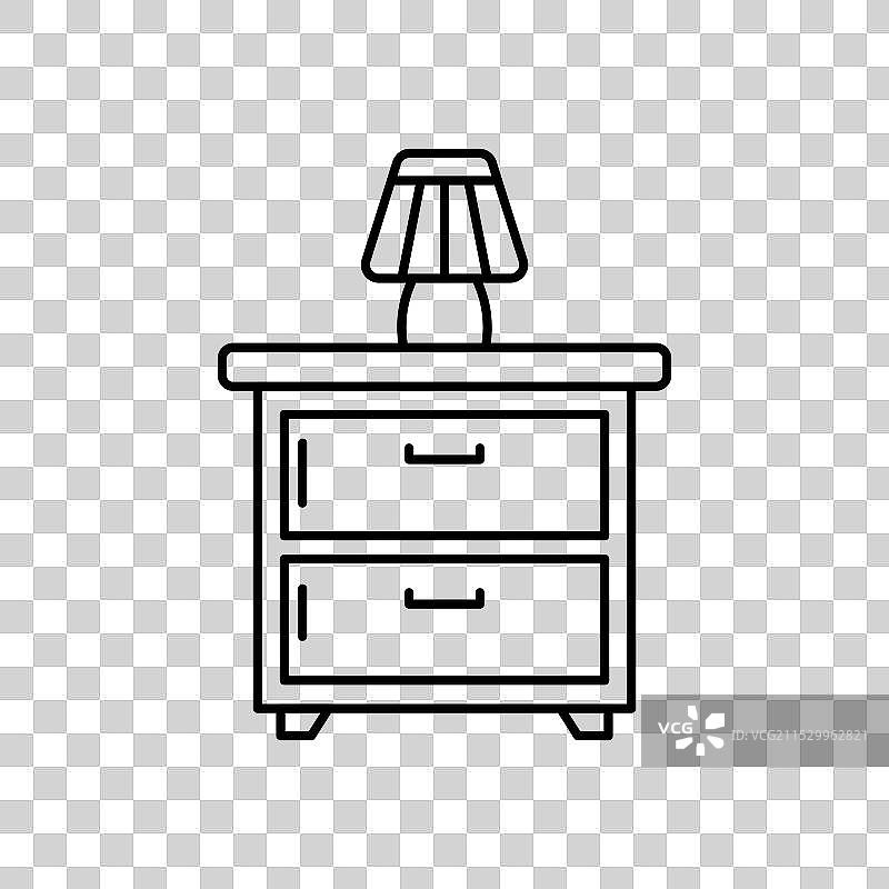 床头柜图标轮廓风格设计，独立展示图片素材