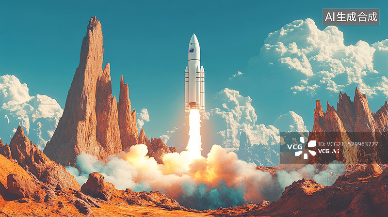 【AI数字艺术】火箭卫星发射图片素材
