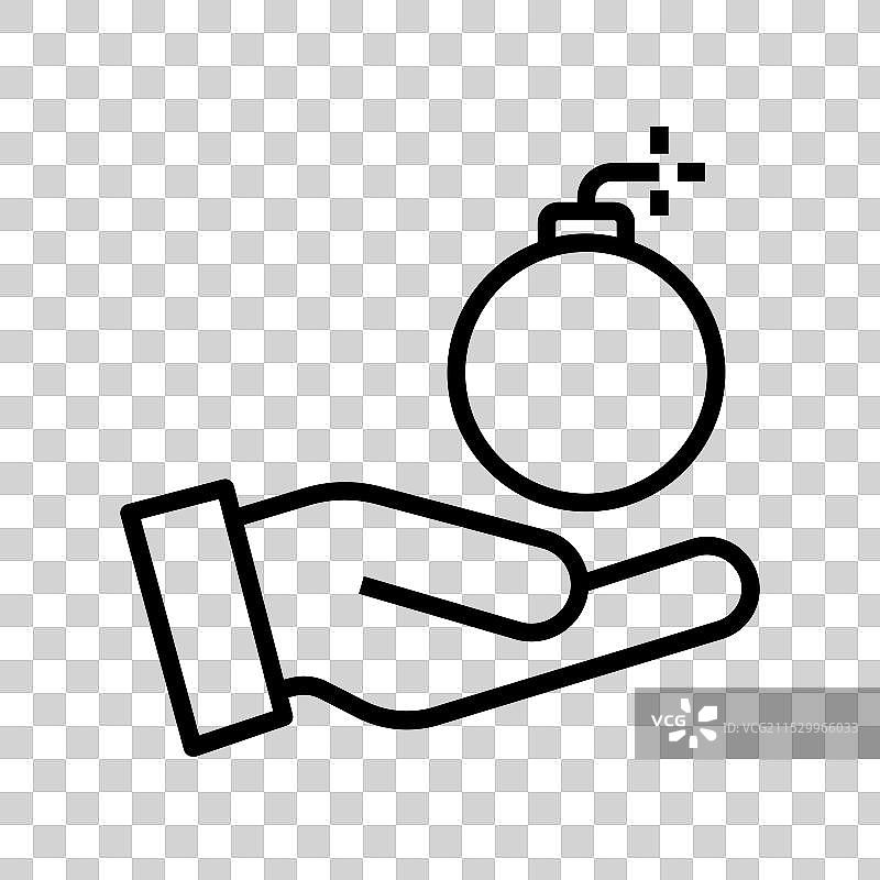 炸弹图标轮廓风格设计，孤立在白色背景上图片素材