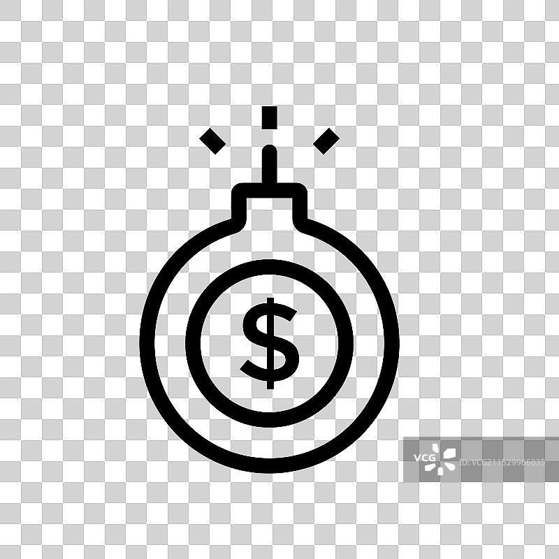 炸弹图标轮廓风格设计，孤立于白色背景上图片素材