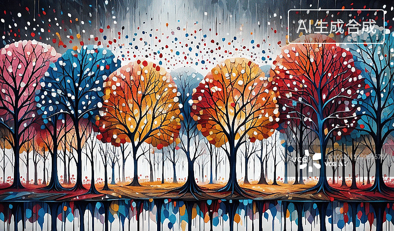 【AI数字艺术】彩色森林图片素材