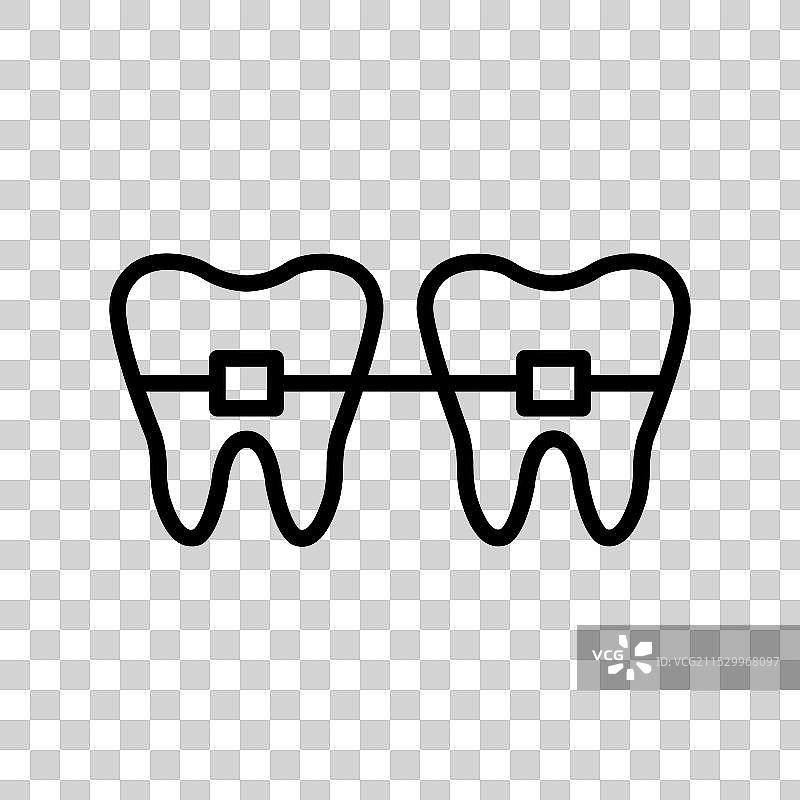 牙套图标轮廓风格设计，孤立在背景上图片素材