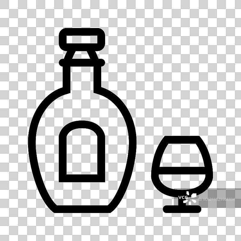 白兰地图标轮廓风格设计，孤立于背景上图片素材