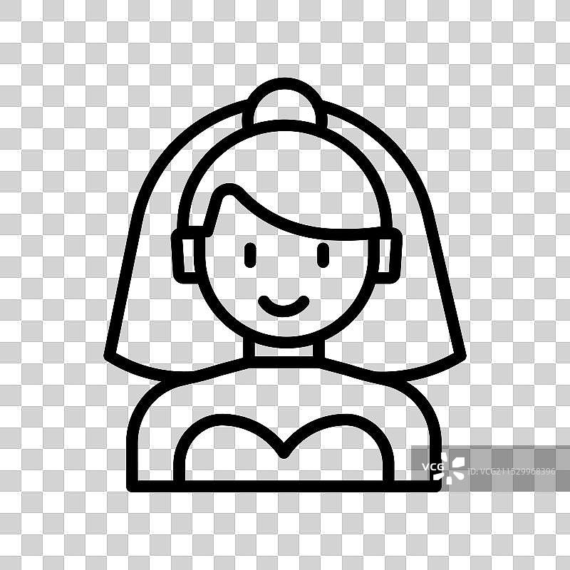 新娘礼服图标轮廓风格设计，独立于背景图片素材