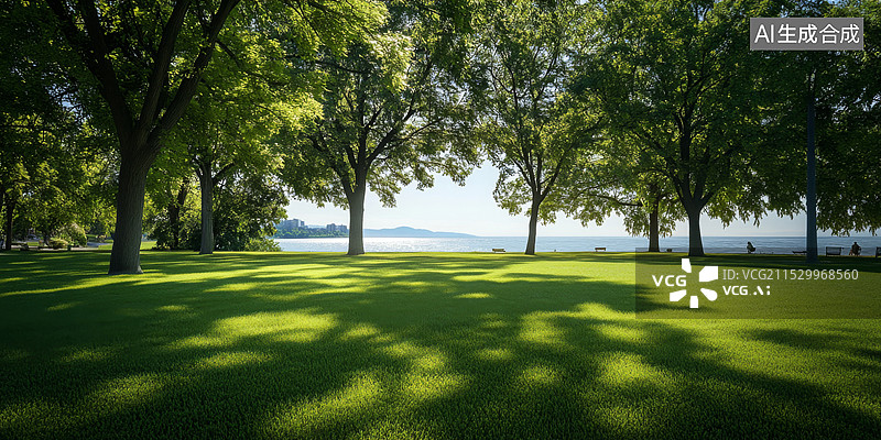 【AI数字艺术】海滨公园绿地草坪图片素材