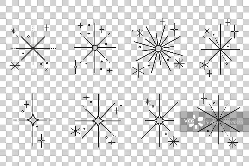 星星轮廓图标，带有闪烁的亮片图片素材