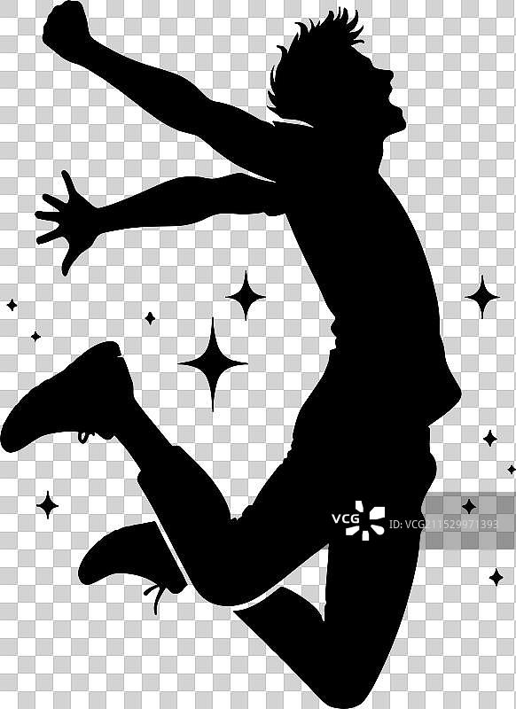 一个人高兴地跳跃的剪影图片素材