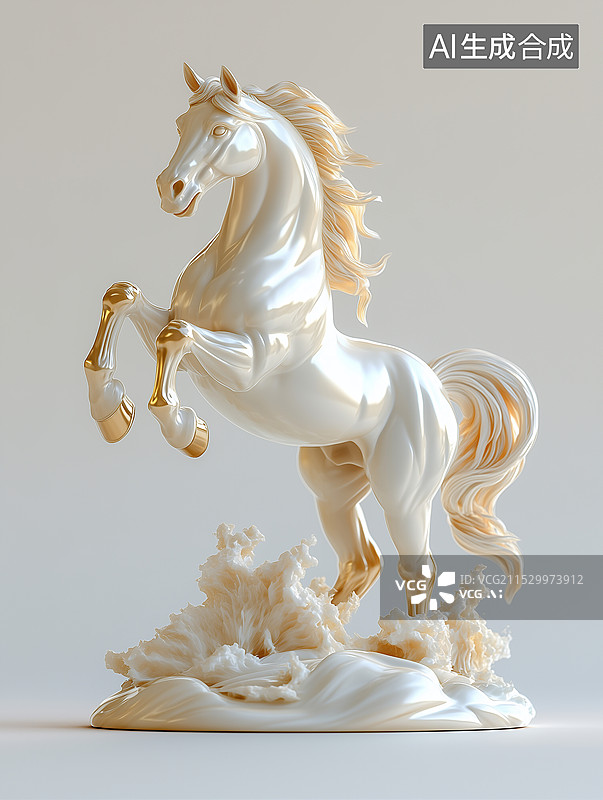 【AI数字艺术】3D白马雕塑图片素材