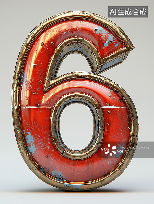 【AI数字艺术】立体数字6图片素材