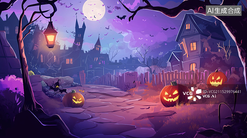 【AI数字艺术】万圣节恐怖之夜图片素材