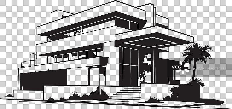 现代别墅蓝图标志性建筑图片素材