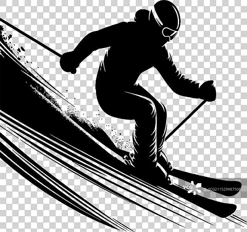 一个人在滑雪坡道上滑行的剪影图片素材