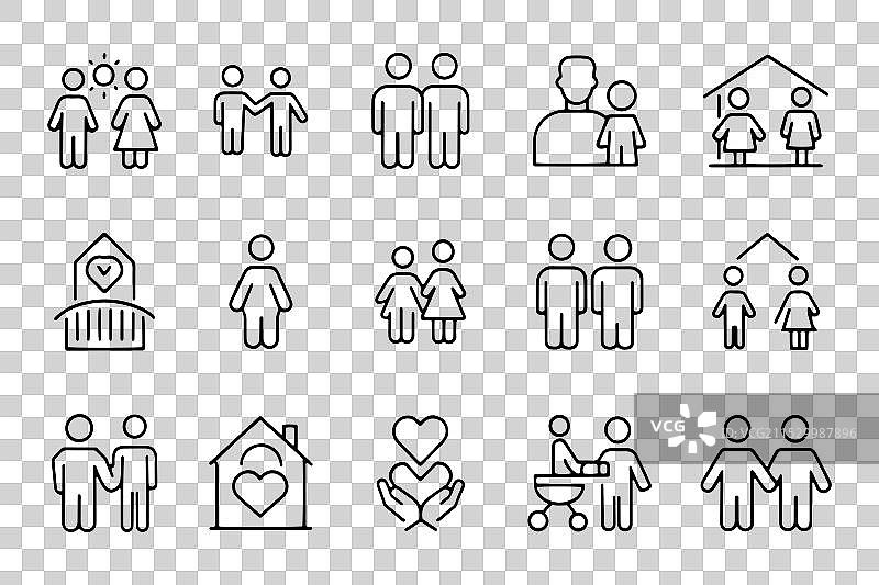 家庭相关图标集，孤立在白色背景上图片素材