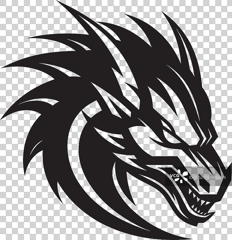 黑色龙神秘的黑曜石守护者符号图片素材