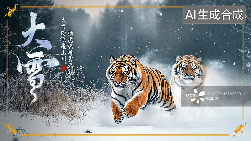 【AI数字艺术】传统节气大雪节气设计模版图片素材