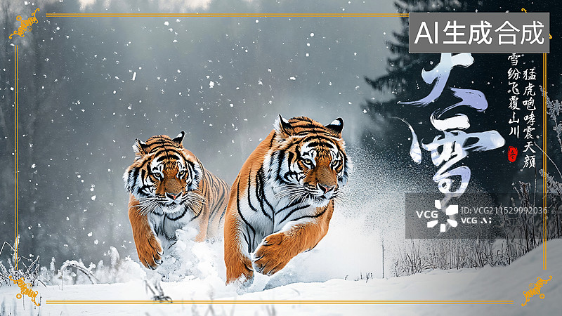 【AI数字艺术】传统节气大雪节气设计模版图片素材