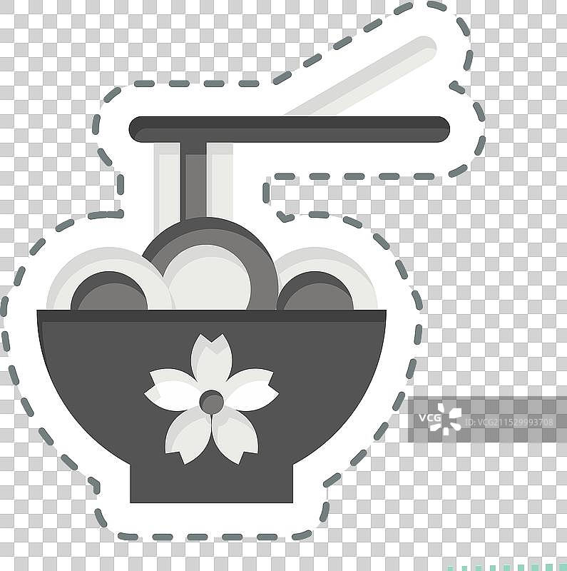 与樱花节相关的拉面贴纸线条剪切图图片素材