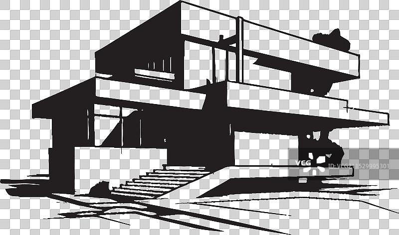 双胞胎住宅印象双拼别墅草图图片素材