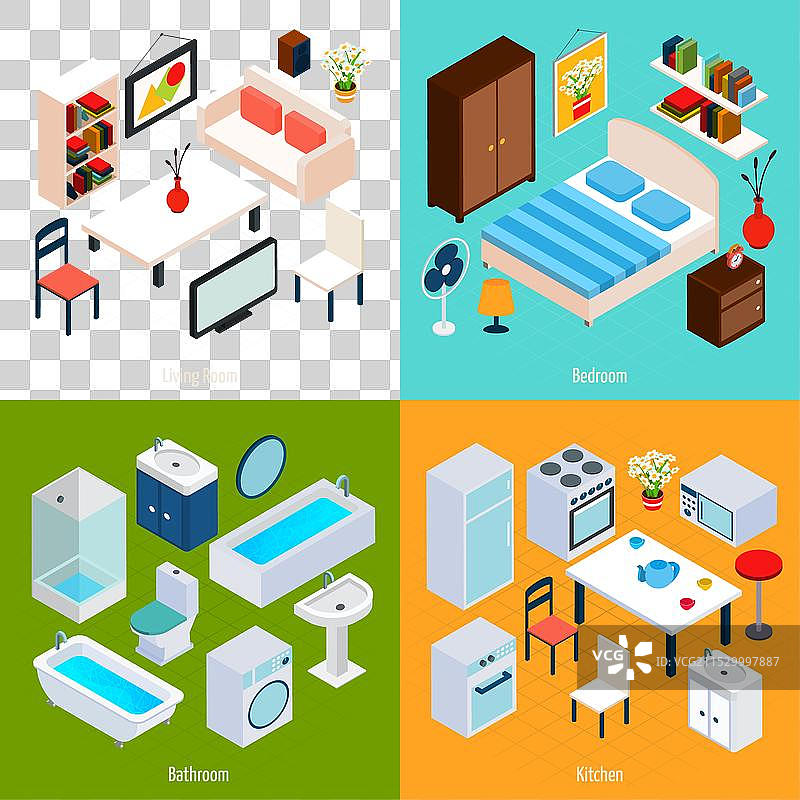 等距室内场景设置图片素材