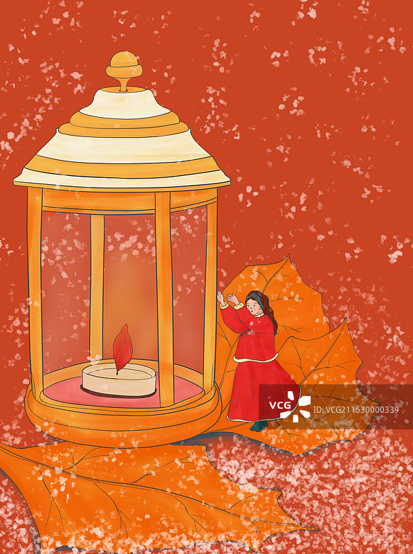 下雪的冬日，围在火笼旁烤火取暖图片素材