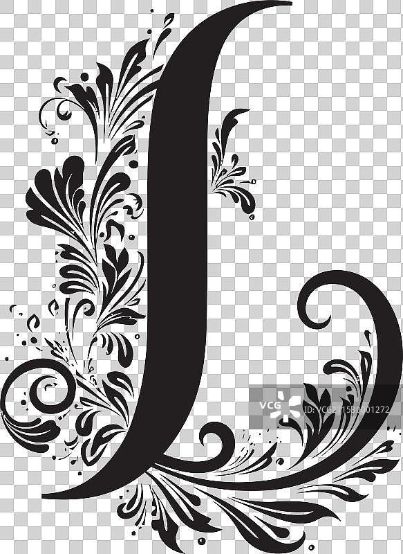 光泽旋涡，光滑的字母L，抒情的优雅图片素材