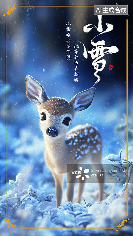 【AI数字艺术】传统二十四节气小雪节气海报图片素材