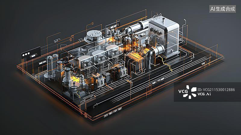 【AI数字艺术】化工厂的管道和阀门 工业设备图片素材
