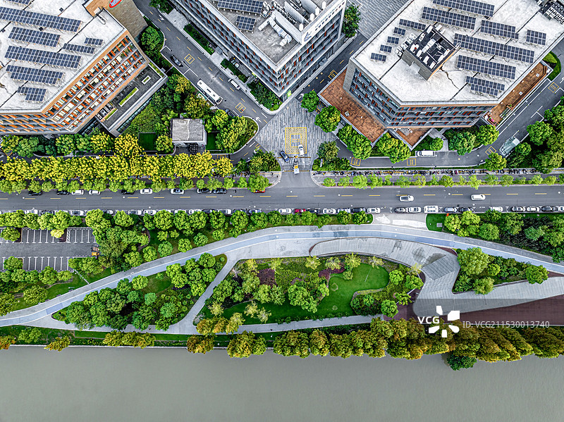 上海市浦东新区张江人工智能岛园区入口俯瞰航拍视角图片素材