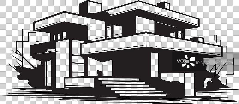 时尚家居标志的现代房屋设计图片素材