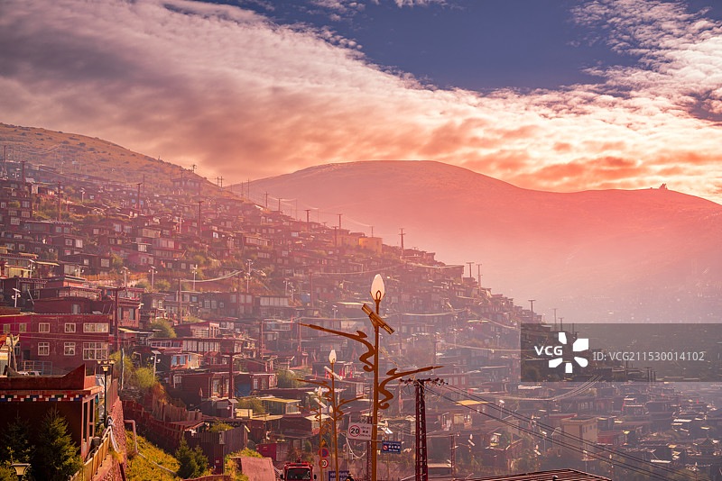 色达五明佛学院景观和风景图片素材