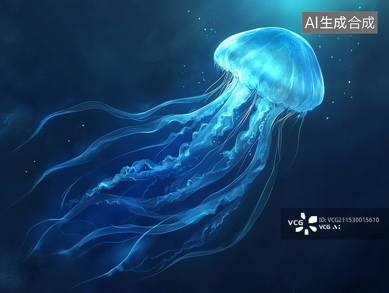 【AI数字艺术】海洋中的水母图片素材
