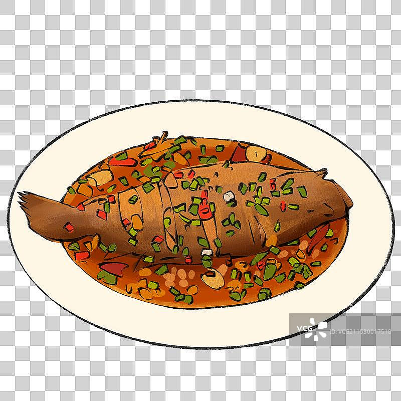 徽州臭鳜鱼-安徽省特色传统美食土特产小吃插画元素图片素材