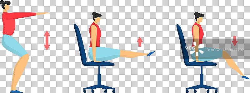 女性在办公室进行桌面锻炼图片素材