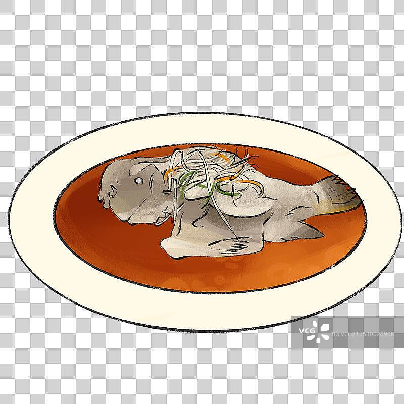 包公鱼-安徽省特色传统美食土特产小吃插画元素图片素材