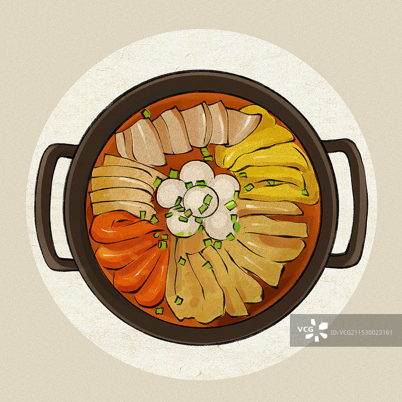 徽州一品锅-安徽省特色传统美食土特产小吃插画图片素材