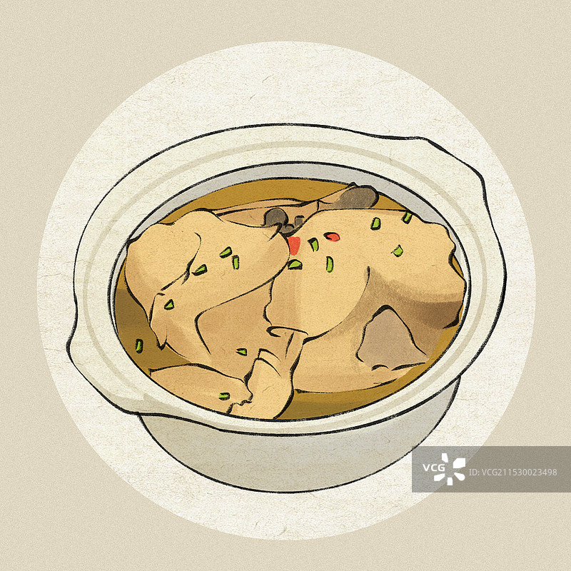 肥西老母鸡汤-安徽省特色传统美食土特产小吃插画图片素材