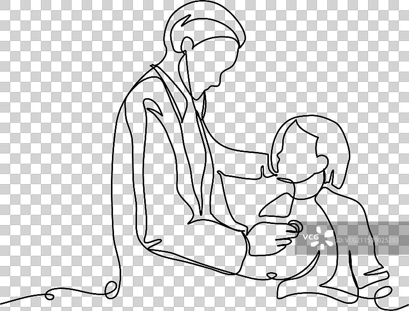 一个连续的线条描绘一个女孩正在接受检查图片素材