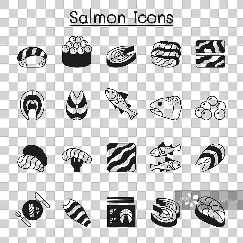 鲑鱼图标集平面设计图片素材