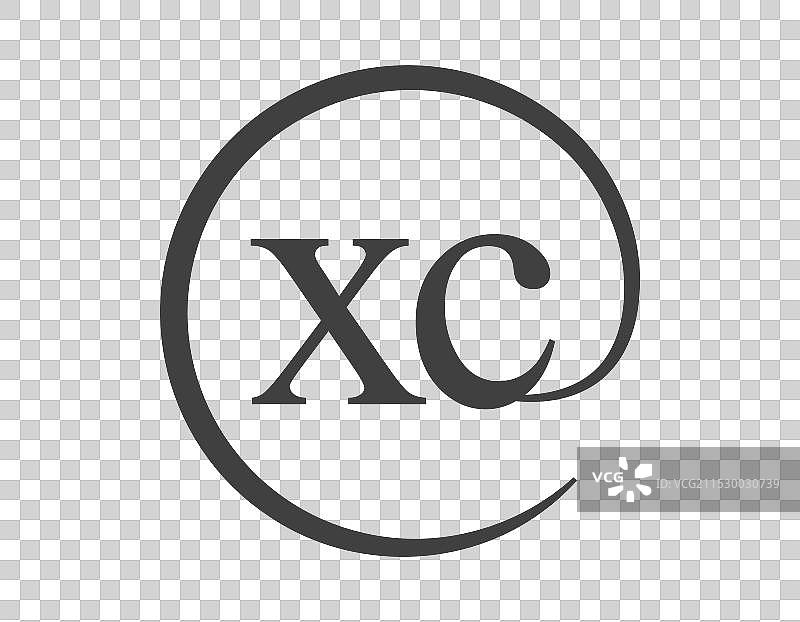带有圆形的两个字母的xc标志电子邮件图片素材